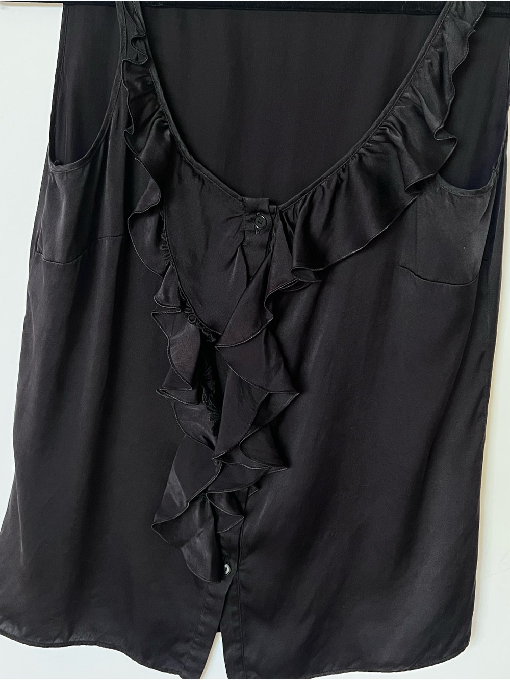 Alberta Ferretti Black Sleeveless Ruffle Detail Top - Picture 2 of 8